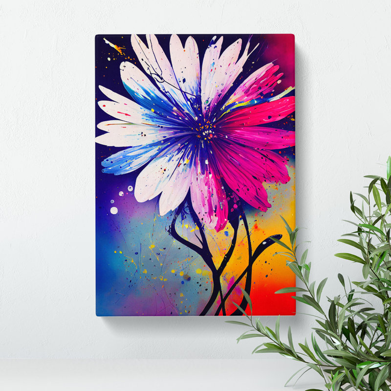 Paint Splat Flower No.5 Abstract - Wrapped Canvas, 60cm H x 40cm W x 3cm D