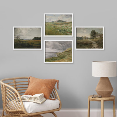" Rural Countryside Flower Landscapes " 4 - Pieces