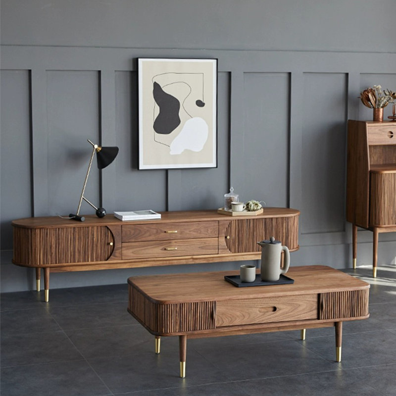 Wooden TV stand and coffee table set