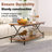 Kempst Coffee Table with Storage Shelf, Rustic Farmhouse Brown Cocktail Table with Metal Frame, 2-Tier Wood and Metal Frame Accent Table for Living Room, Apartment, or Small Spaces-1508161458