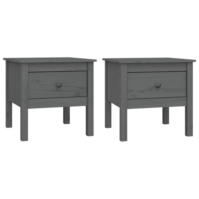 Kitija Solid Wood Side Table Set, Grey