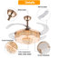 Ventilateur de plafond en cristal moderne rétractable 4 pales de 42 pouces avec lumières DEL et télécommande
