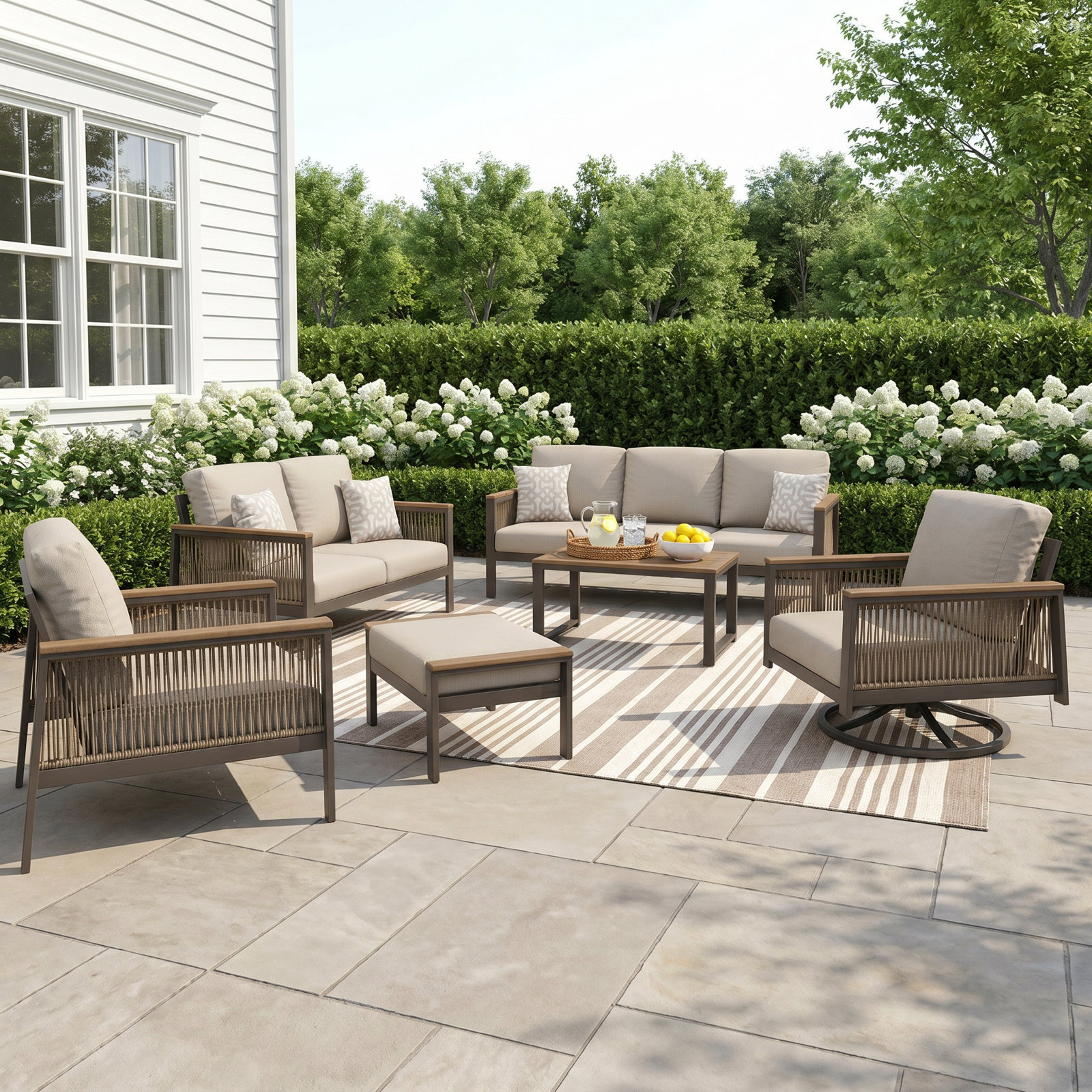 Townsend 8-Person Sunbrella® Patio Seating Group, Canvas Silver