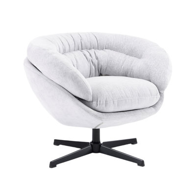 Gray Chenille 360 Swivel Accent Chair - Comfortable For Relaxing In Living Room Comfy Upholstery Any