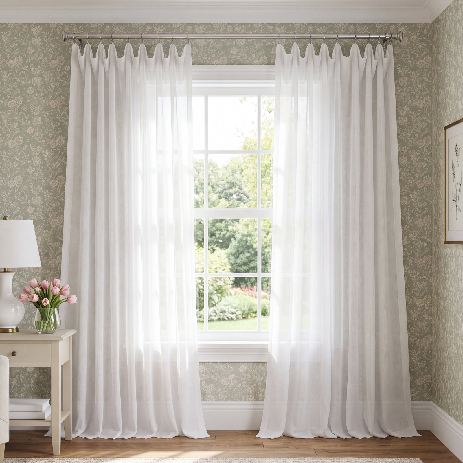 Apollo Extra Wide Sheer Voile Curtain Panel, Off-White, 50" W x 84" L