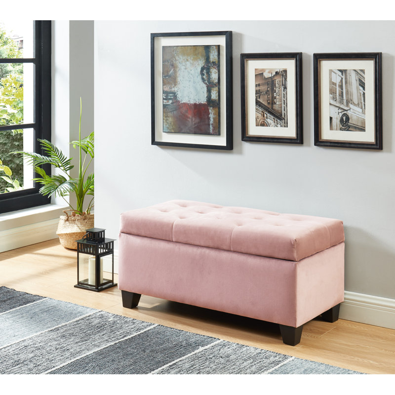 Carmelita Velvet Ottoman, Pink