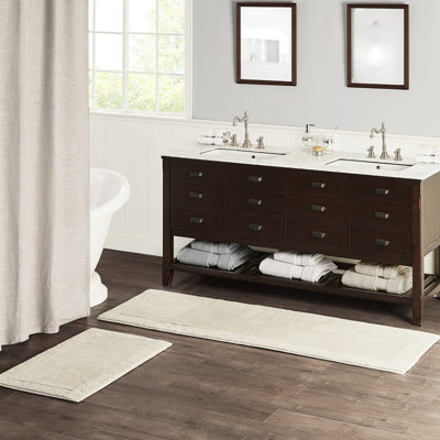 24x72" 100% Cotton Bath Rug, 3000 Gsm, Natural, Reversible, With A Dense Construction Natural Gsm 24x72", Adds Warmth To Bathroom