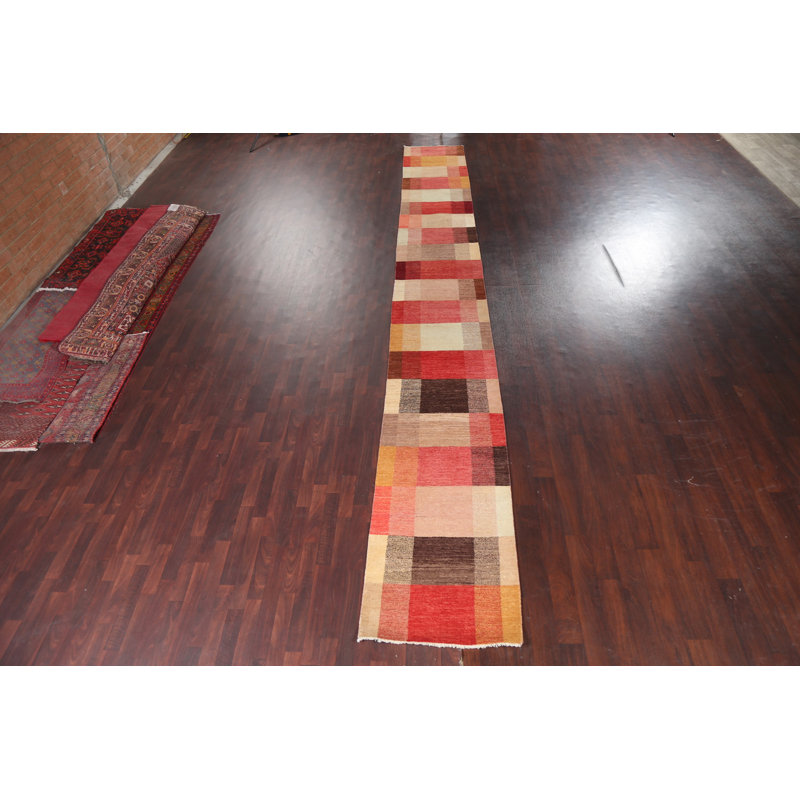 Tapis de couloir oriental moderne en laine Gabbeh Kashkoli noué à la main 3 x 21