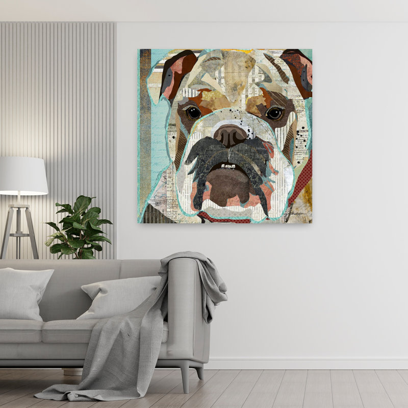 Bouledogue anglais, art contemporain pour chien, H 48 po x l 48 po
