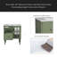 Meuble-lavabo de style rétro avec lavabo en résine 30 po, meuble-lavabo simple autoportant avec 2 tiroirs, armoire de rangement en bois massif, vert
