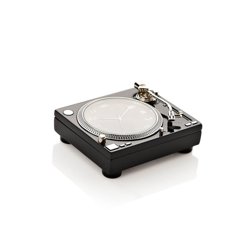 Burtt Analogue Metal Tabletop Clock in Black
