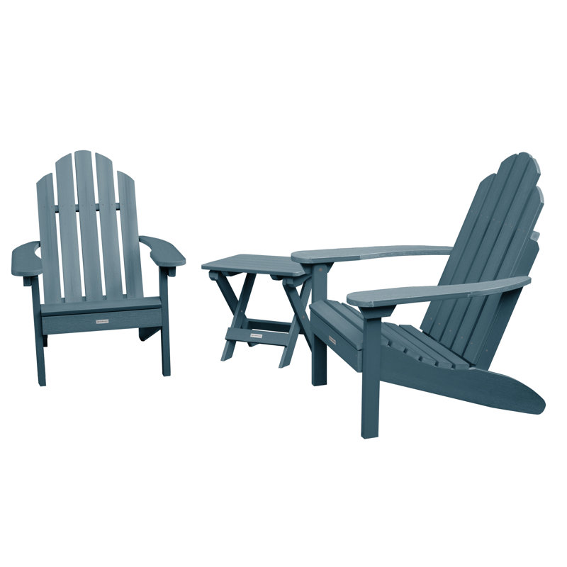 Anette Outdoor Adirondack Chair With Table, Nantucket Blue