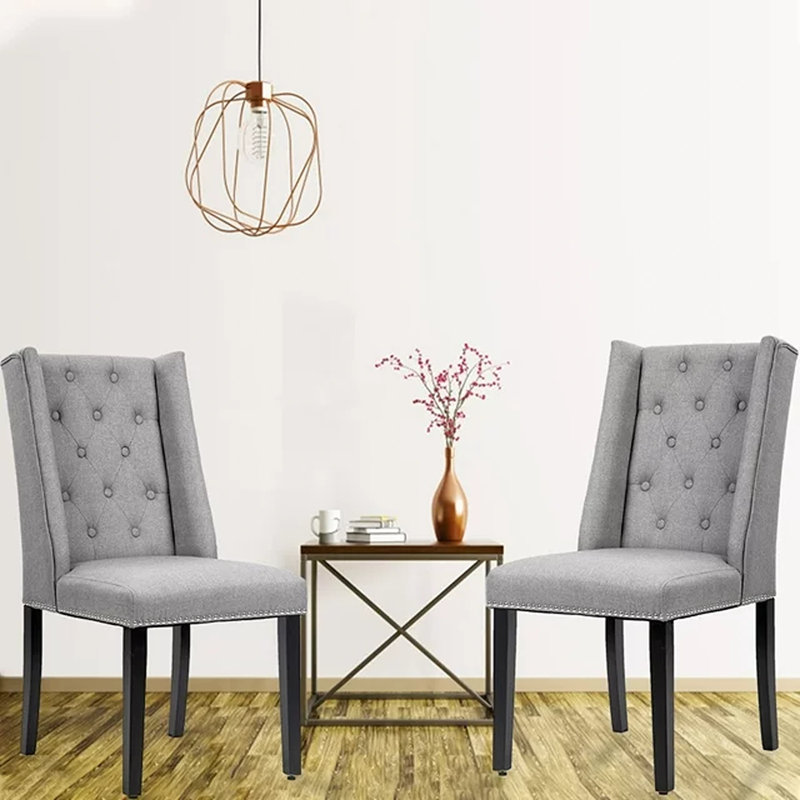 Chaise d'appoint capitonnée Dibiase, Gris