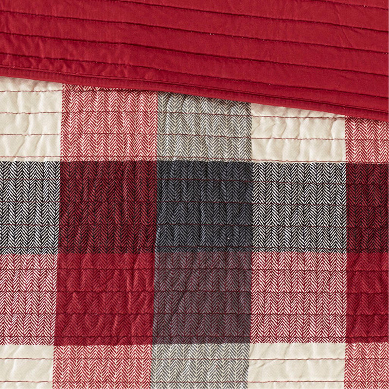 Ensemble de courtepointe à chevrons 6 pièces avec coussins 6 Red King / Cal King, Rouge
