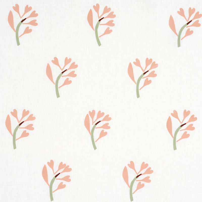 Tissu imprimé Schumacher X Caroline Z Hurley Ginkgo Hand Block
