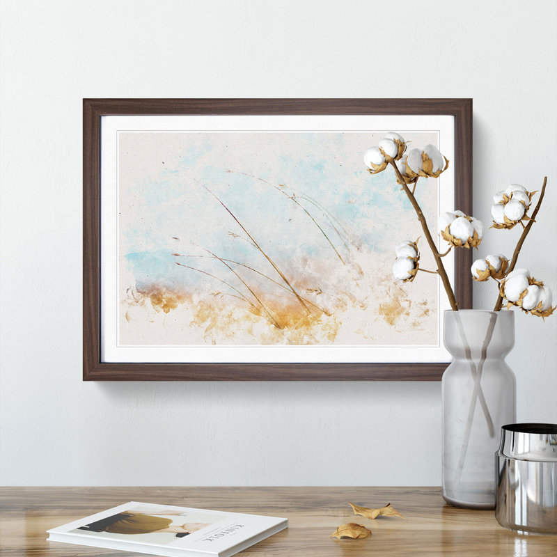 Blades of Grass - Picture Frame Graphic Art Print, 62cm H x 87cm W x 2cm D, Walnut Framed