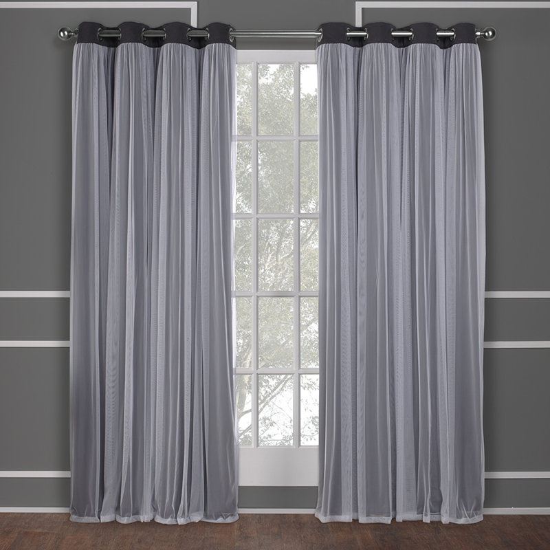 Nunley Room Darkening Curtain Pair, 52" W x 108" L, Black Pearl