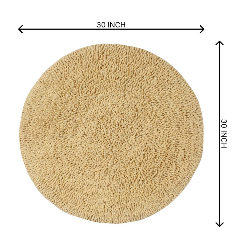 Simlai 100% Cotton Tufted Round Bath Rug, Machine Washable Super Absorbent 30" Round Bathroom Rug, Yellow