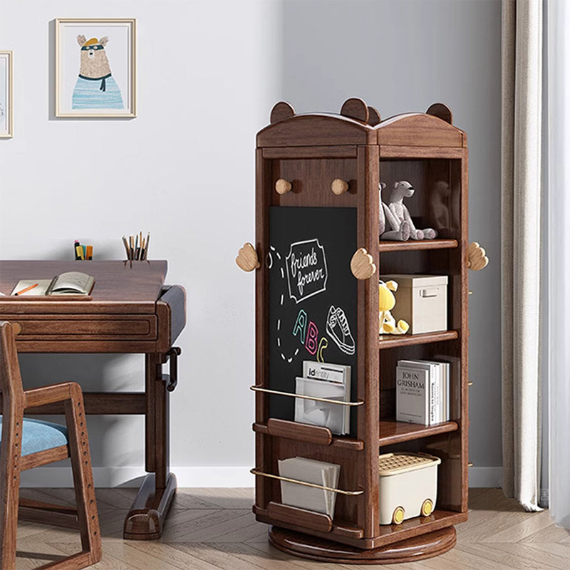 Nut-Brown Modern Solid wood rotating bookshelf