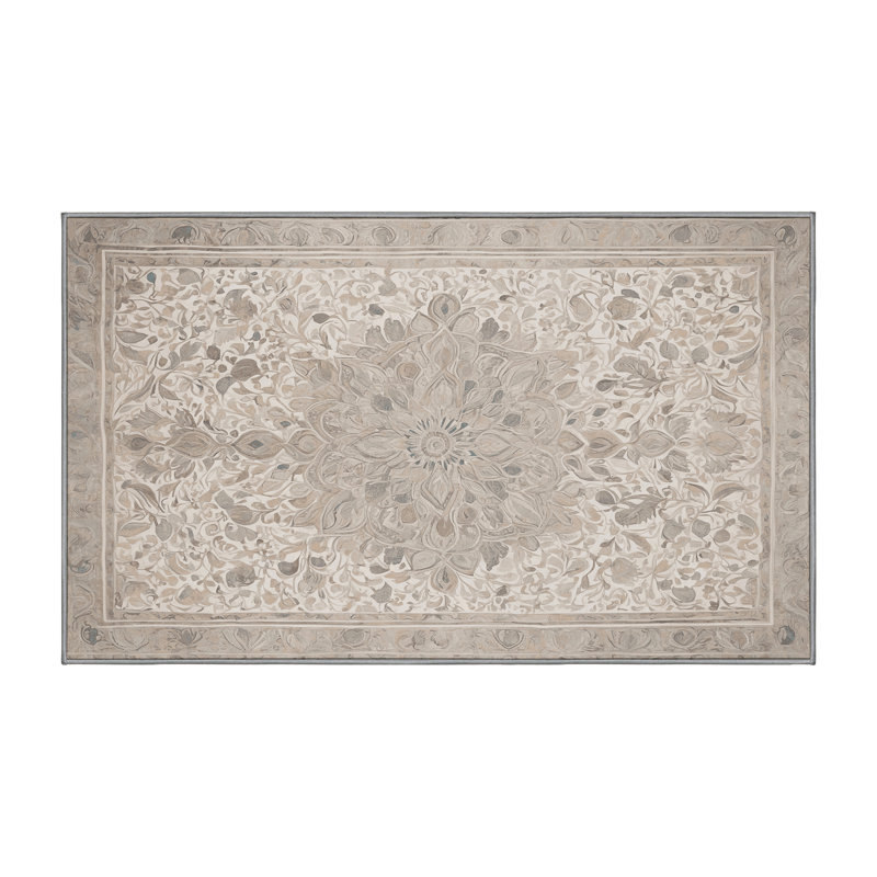 Machine Washable Gray Area Rug, Square 4'