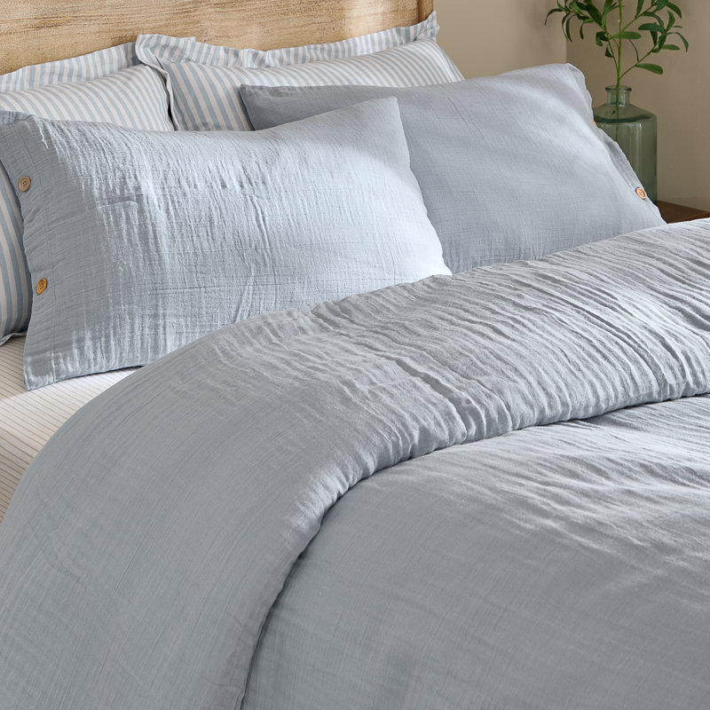 Lark Cotton Solid Colour Duvet Cover Set, Single Duvet Cover + 1 Standard Pillowcases, Blue