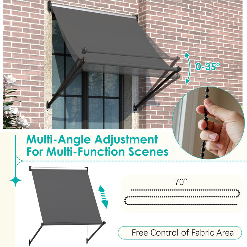 Manual Outdoor Awnings For Door Entrance, 40.2" H x 40.5" W x 35.4" D