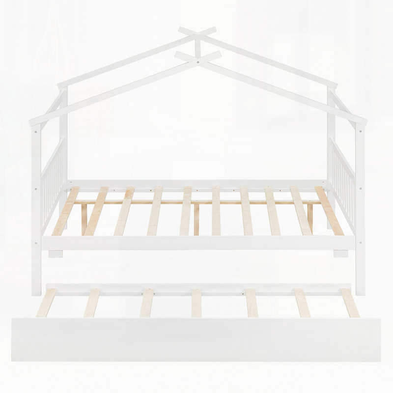 Lit gigogne en bois, Complète, Blanc