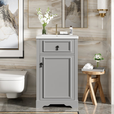 20" Bathroom Vanity with Ceramic Sink, Soft Close Door, Adjustable Shelf,Ideal for Small Bathrooms