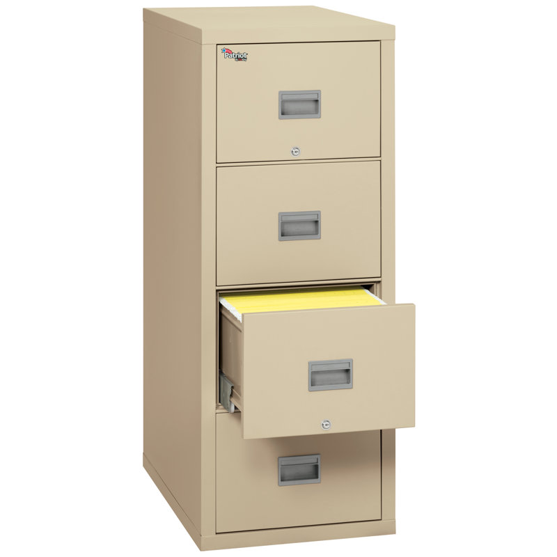 17.69'' Wide 4 -Drawer Steel File Cabinet, Parchment, 52.75'' H X 17.75'' W X 31.56'' D