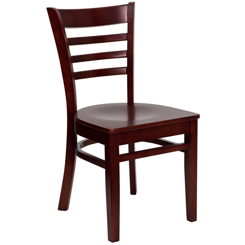 Lyman Ladder Back Wooden Restaurant Chair, Mahogany, Seat Not Included