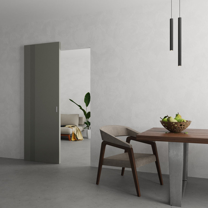 Grange cachée | Basique 0111 | Portes en placage de bois | Ensemble coulissant magique Magic |, Gris colombe, 30 po x 84 po