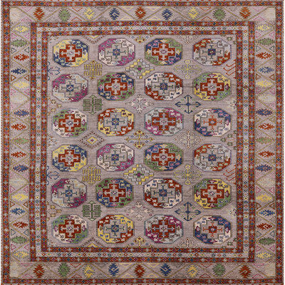 Tapis géométrique brun / gris / bleu