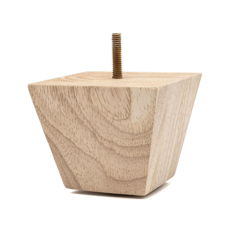 Unfinished Solid Hardwood Square Bun Foot Leg, 3" x 3.88"