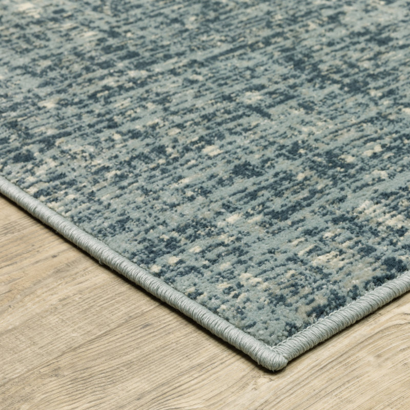 Tapis rayé bleu / gris Matsumura, Rectangle 3 pi 3 po x 5 pi
