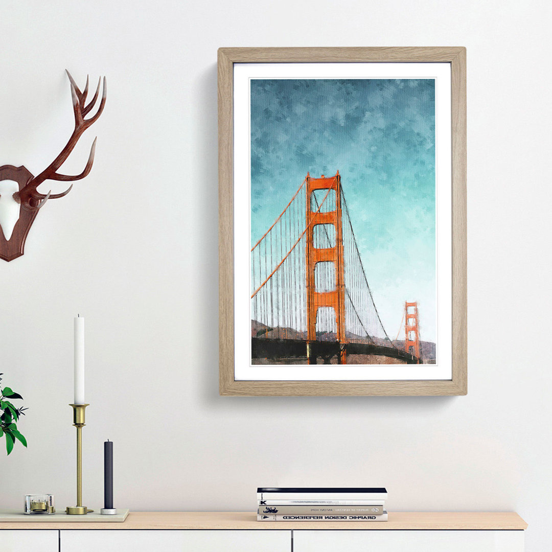 The Golden Gate Bridge Abstract - Picture Frame Painting Print