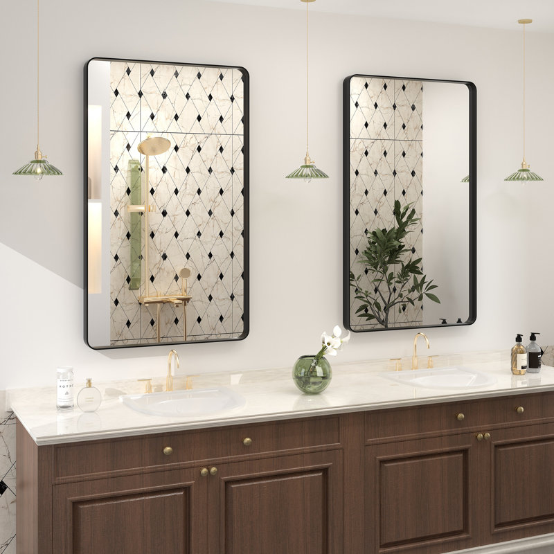 Miroir mural Aevar, Noir mat, 40 po x 24 po