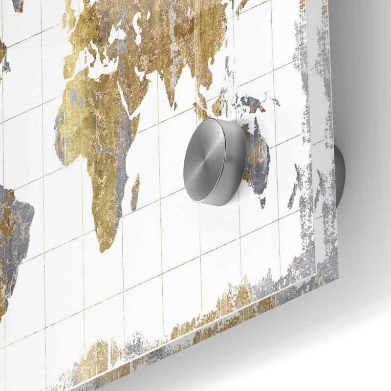 «Gilded Map» par Wild Apple Portfolio, art mural en verre acrylique, H 24 po x l 36 po x P 0,2 po