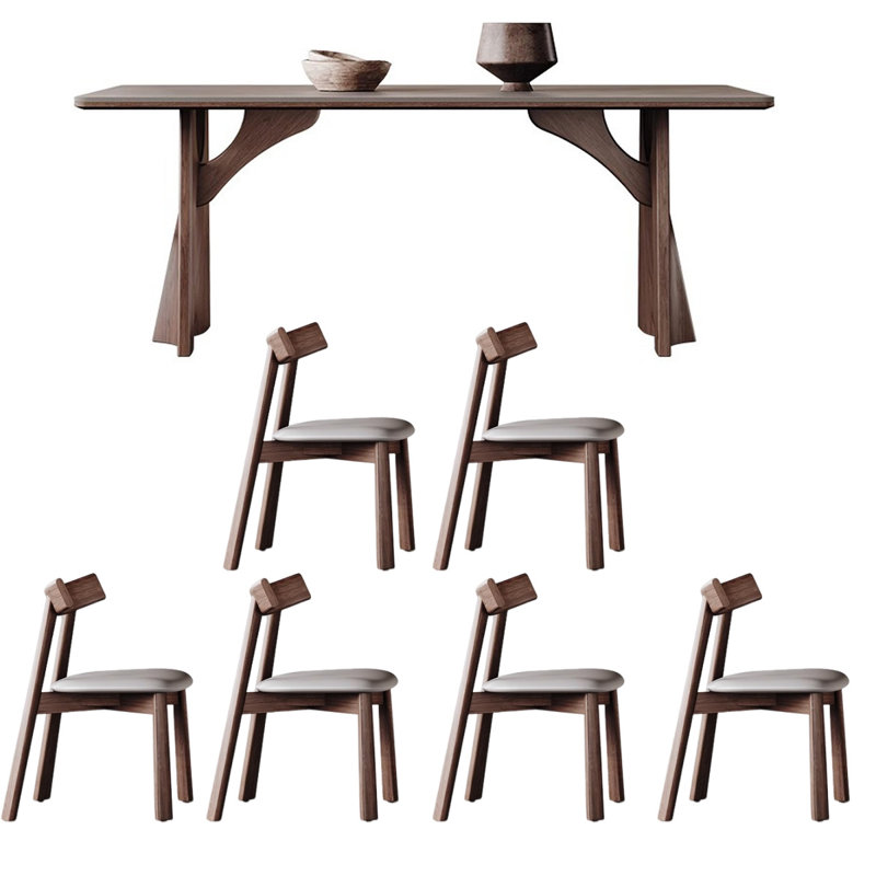 Modern Simple Light Luxury Dining Table 6 - Person Double Pedestal Dining Set