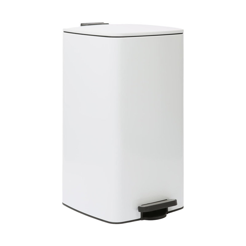 Harbour Housewares Stainless Steel Kitchen Trash Can, White