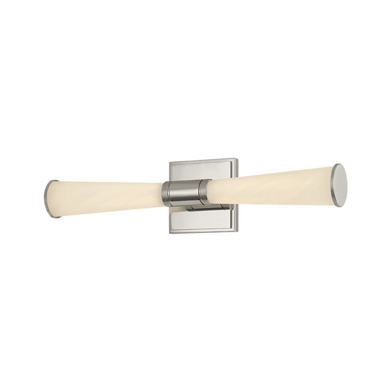 2 - Light LED Vanity Light, 18" H x 4.25" W x 3.25" D, Matte Cloud / Polished Nickel, 11