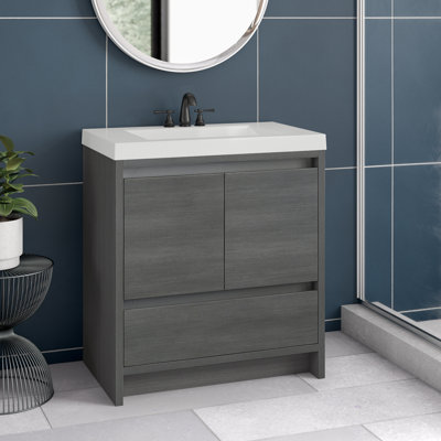 Meuble-lavabo simple 30,5 po avec plateau en marbre de culture