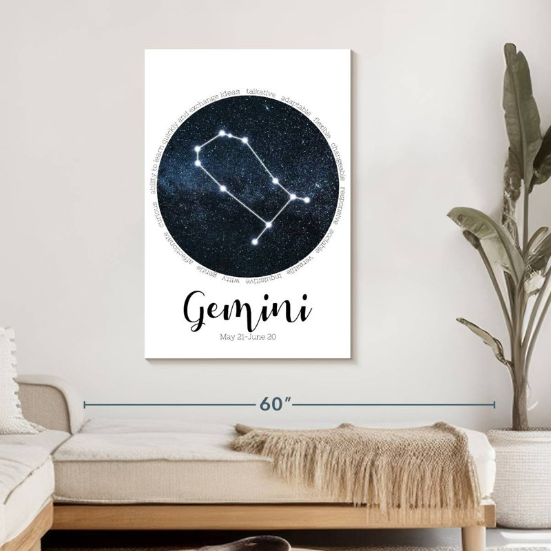 Gémeaux, constellation d'étoiles, H 45 po x l 30 po x P 1,25 po