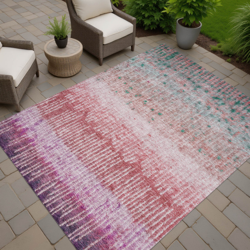 Machine Washable Indoor/Outdoor Chantille ACN2811 Modern Rug, Pink, 10' x 14'