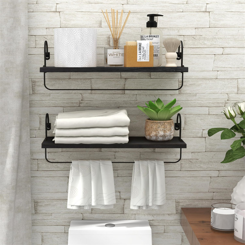 Protaras 2 Piece Floating Shelf, Black