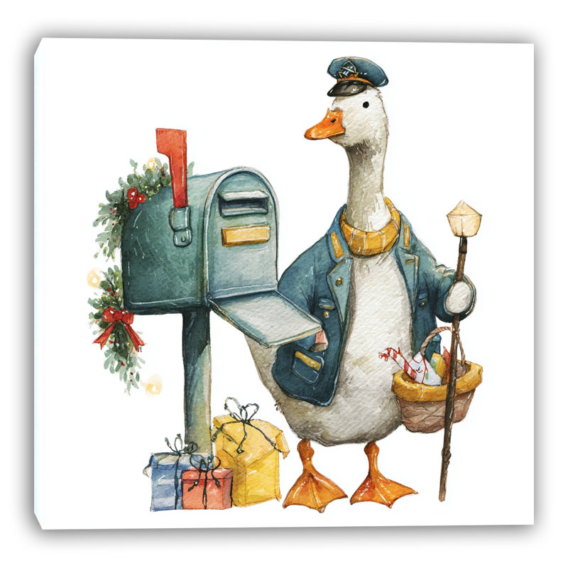 «Holiday Mail Goose», art sur toile, H 12 po x l 12 po
