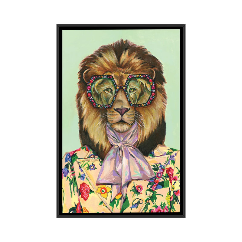«Lion» par Heather Perry, impression sur toile tendue, H 40 po x l 26 po x P 1,5 po, Cadre noir