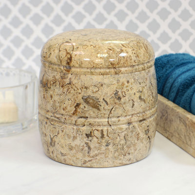 Pot de rangement en marbre Fossil