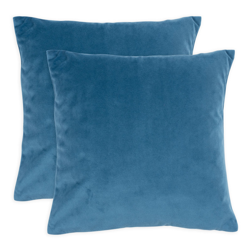 Housse de coussin en velours, Bleu, H 12 po x l 12 po