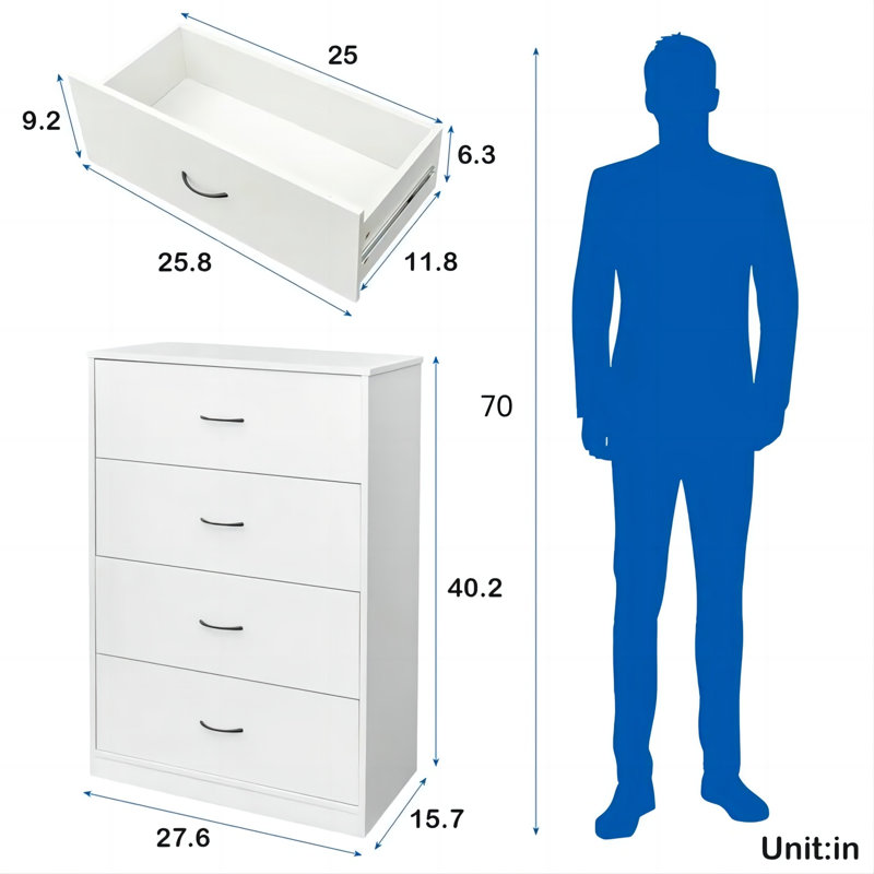 27.6'' W 4 - Drawer Dresser