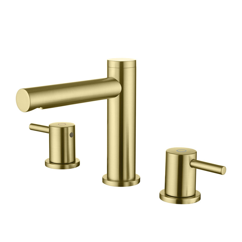 Circular 2-handle 8" Widespread Bathroom Faucet with Pop Up Drain, Brushed Gold